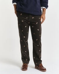 Straight Fit Embroidered Corduroy Pants