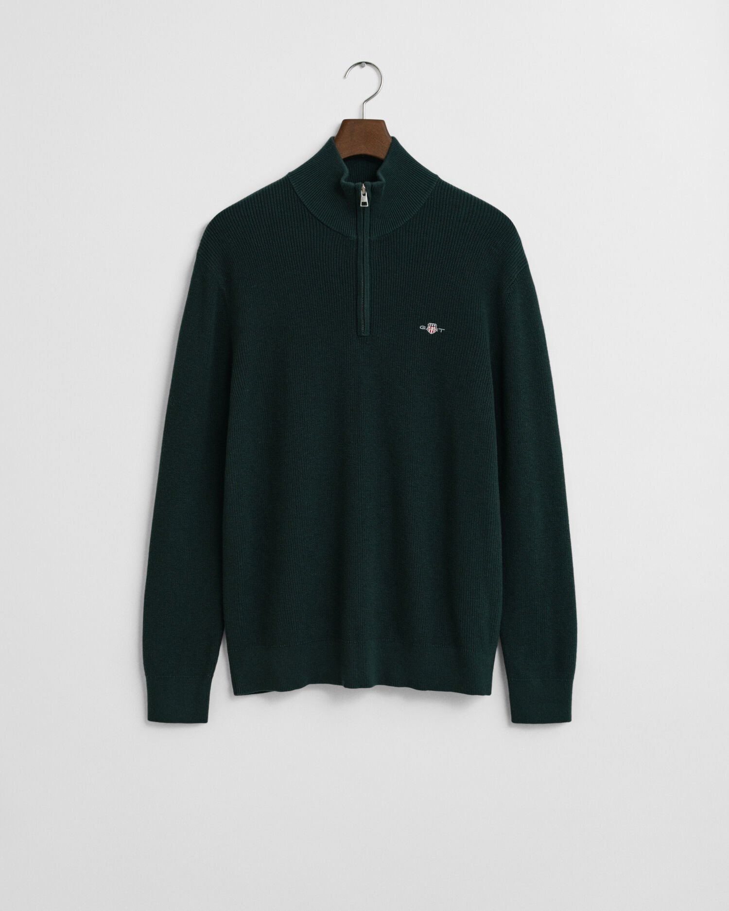 Ribbed Cotton Merino Wool Half-Zip Sweater