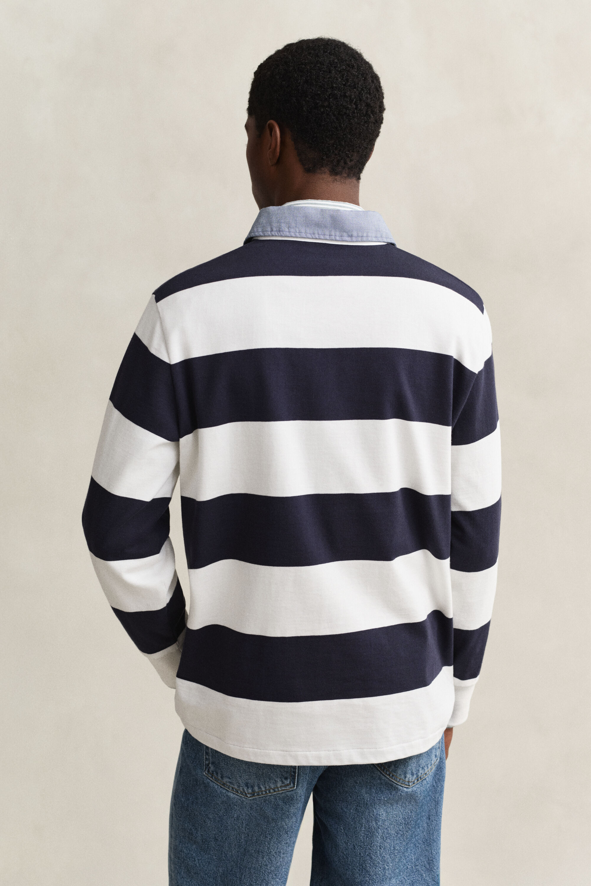 Chambray Collar Striped Heavy Rugger
