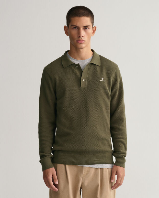 Cotton Piqu&eacute; Polo Sweater