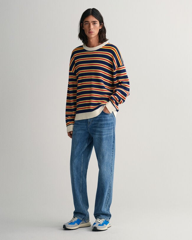 Multi Striped Crew Neck Sweater
