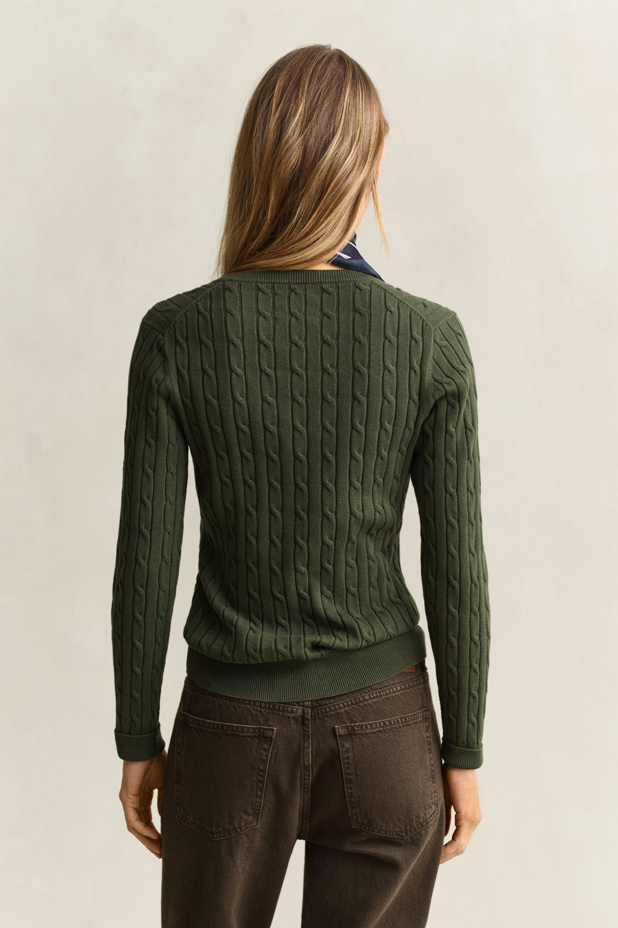 Classic Cable Knit Sweater — MOSSY GREEN