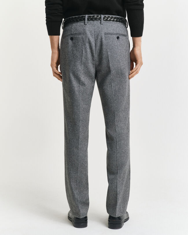 Slim Fit Flannel Herringbone Suit Pants