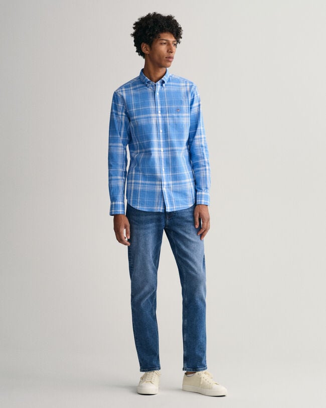 Regular Fit Check Cotton Linen Shirt