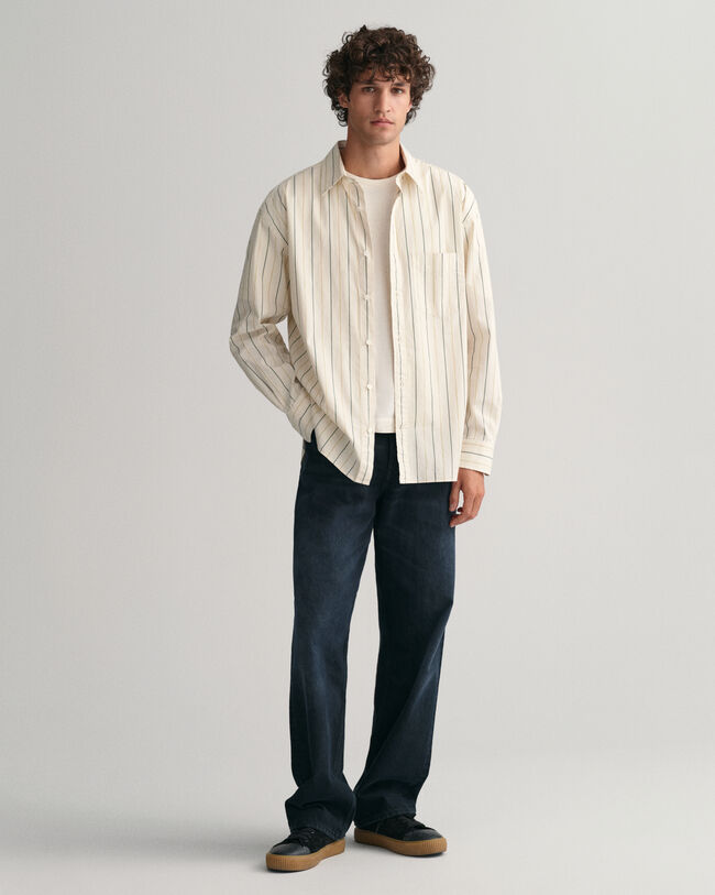Oversized Striped Compact Poplin Shirt