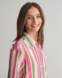 Relaxed Fit Striped Cotton Silk Shirt