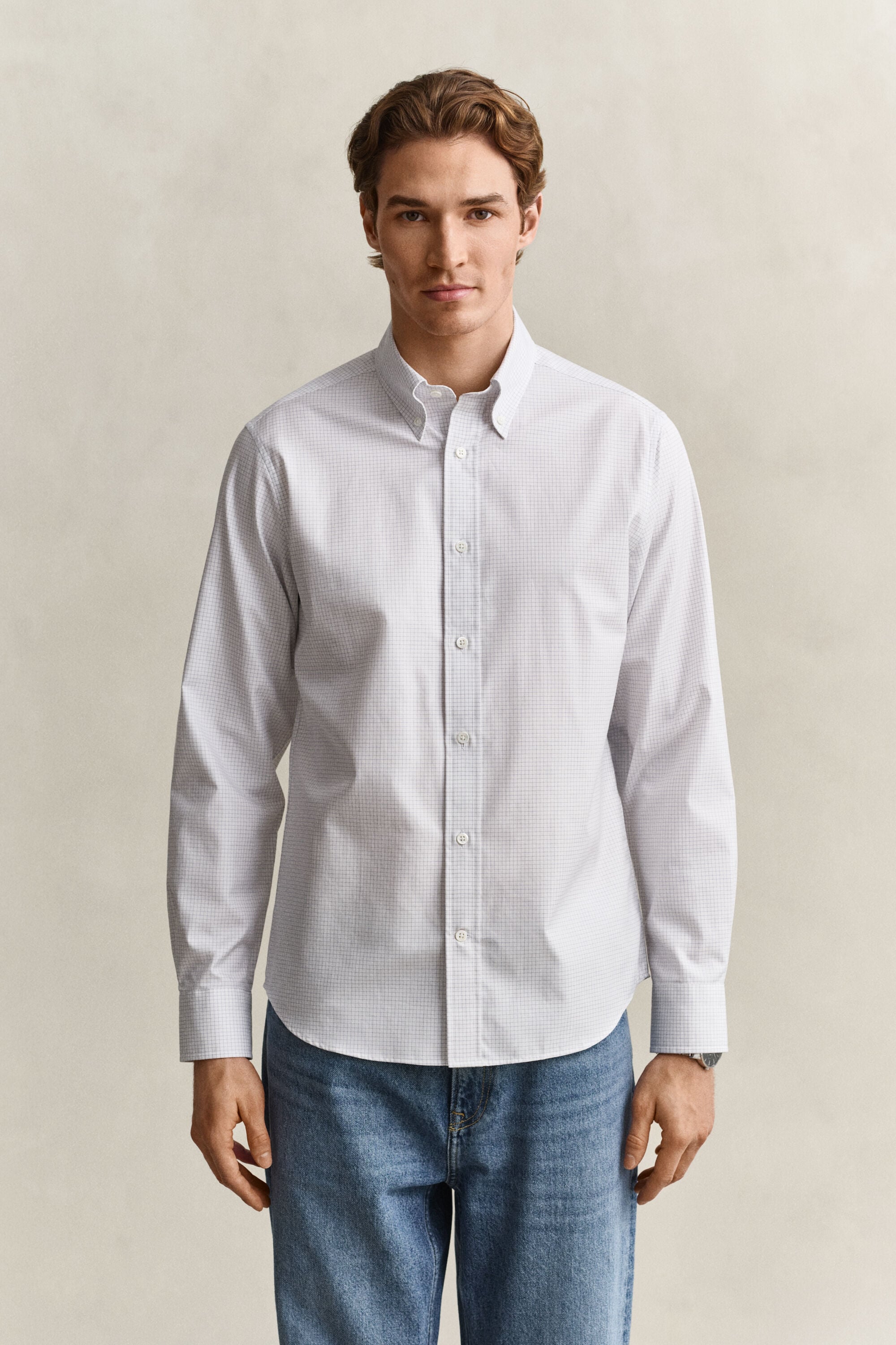 Checked Twill Dress Shirt