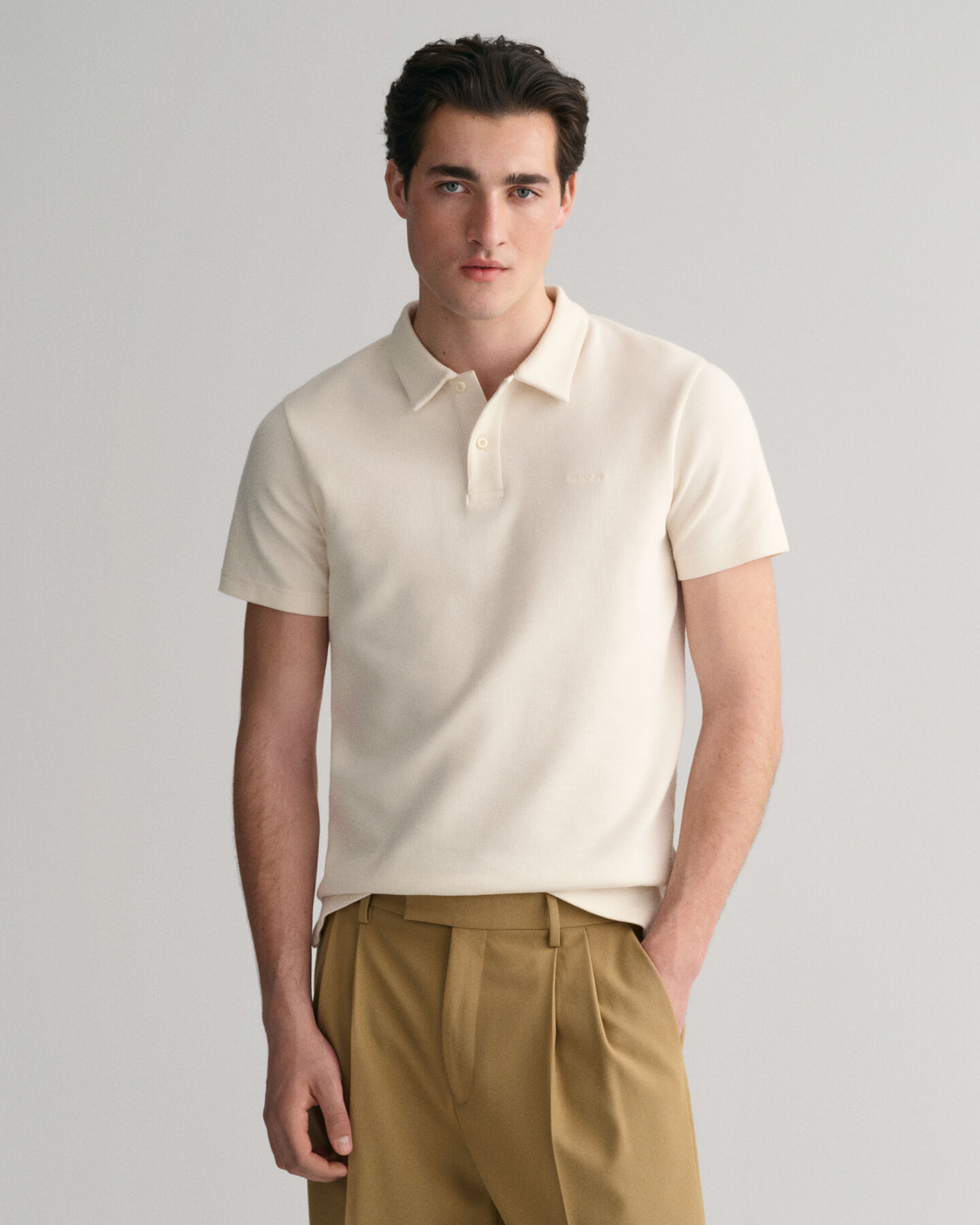 Waffle Texture Piqu&eacute; Polo Shirt