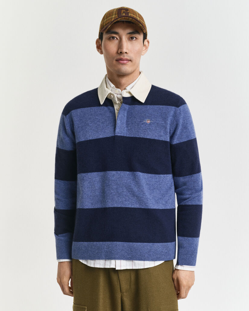Striped Extra Fine Lambswool Rugger Sweater