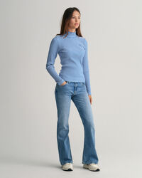 Teen Girls Striped Rib Polo Top