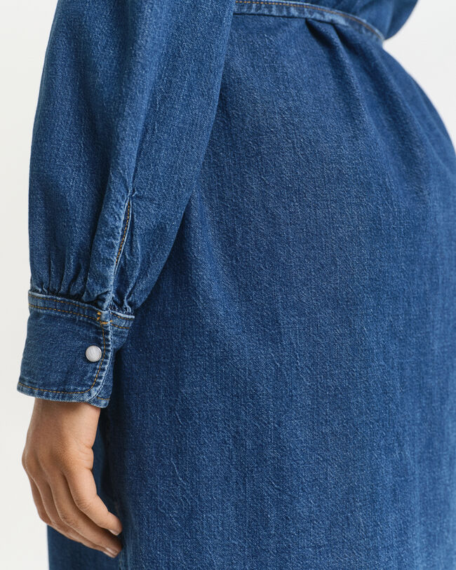 Puff Sleeve Denim Dress