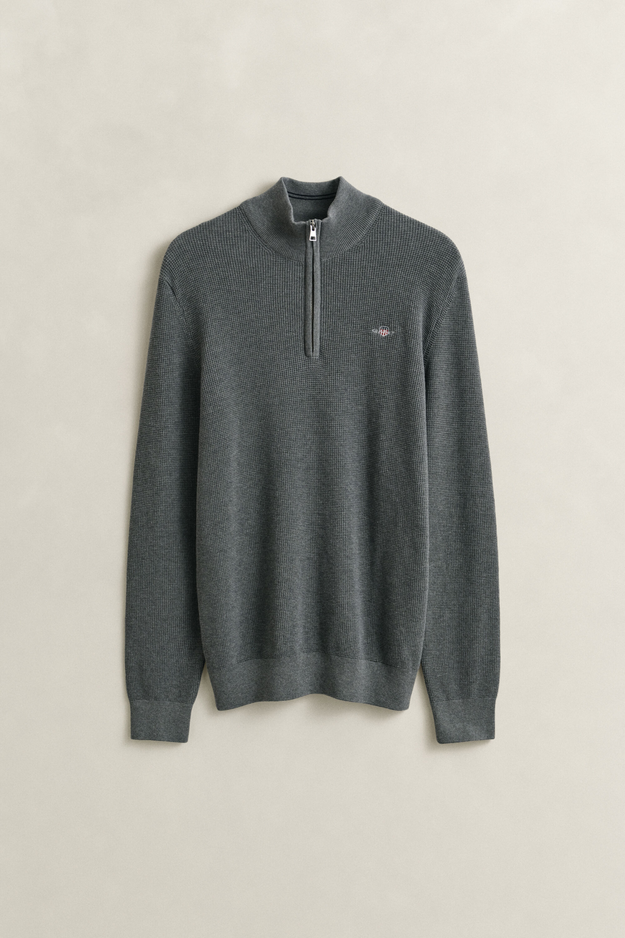 Textured Cotton Half-Zip Sweater