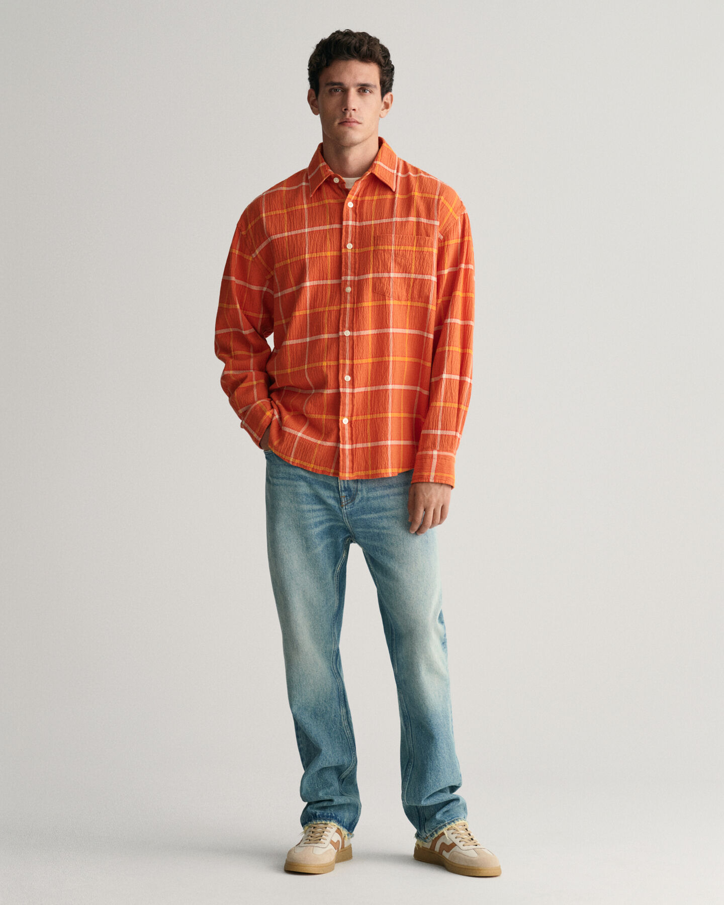 Oversized Textured Checked Shirt