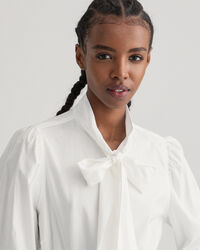 Bow Puff Sleeve Oxford Shirt