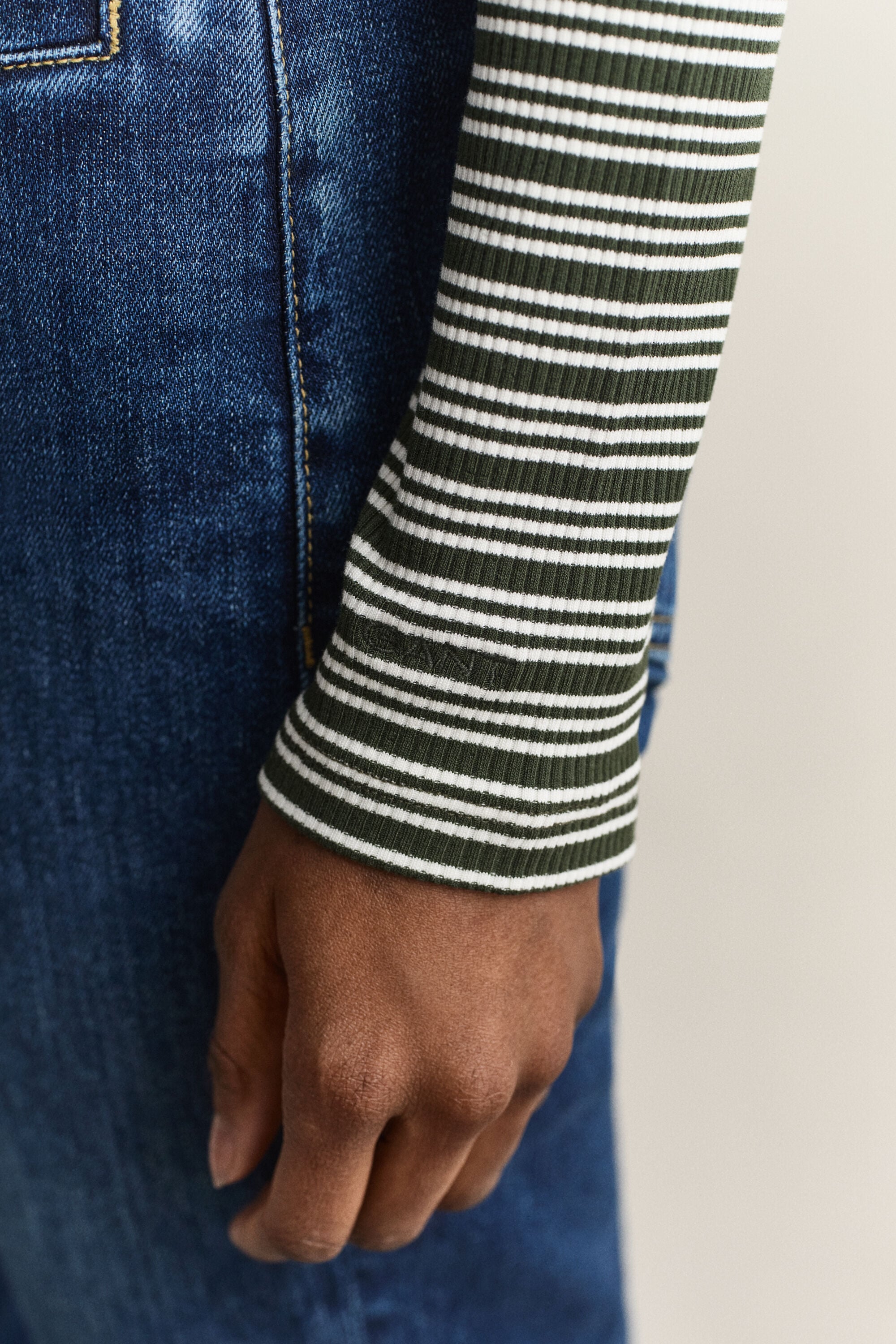 Ribbed Long Sleeve Henley Top