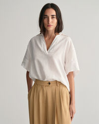 Relaxed Fit Linen Popover Short Sleeve Shirt