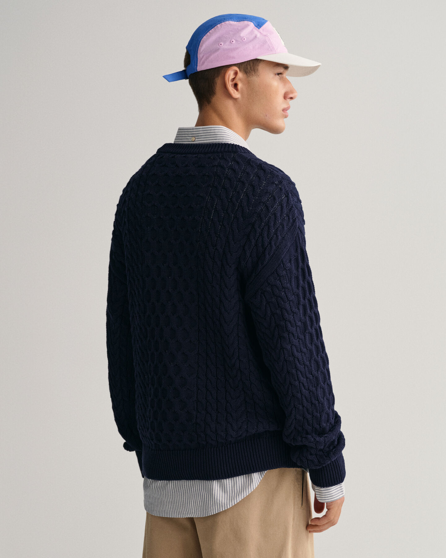 Cotton Cable Knit Crew Neck Sweater