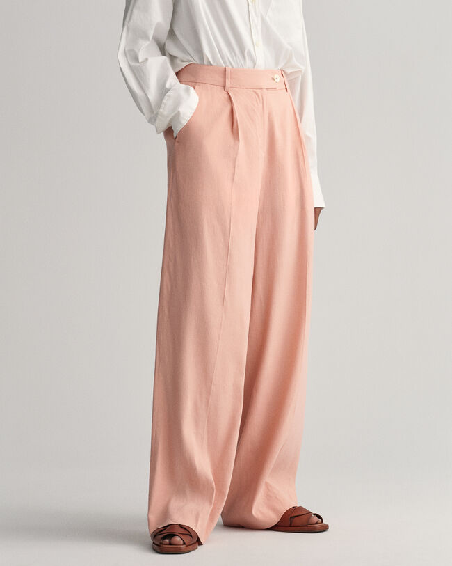 Wide Leg Stretch Linen Pants