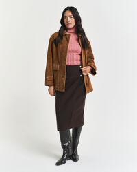 Stretch Cotton Cable Knit Turtleneck Sweater