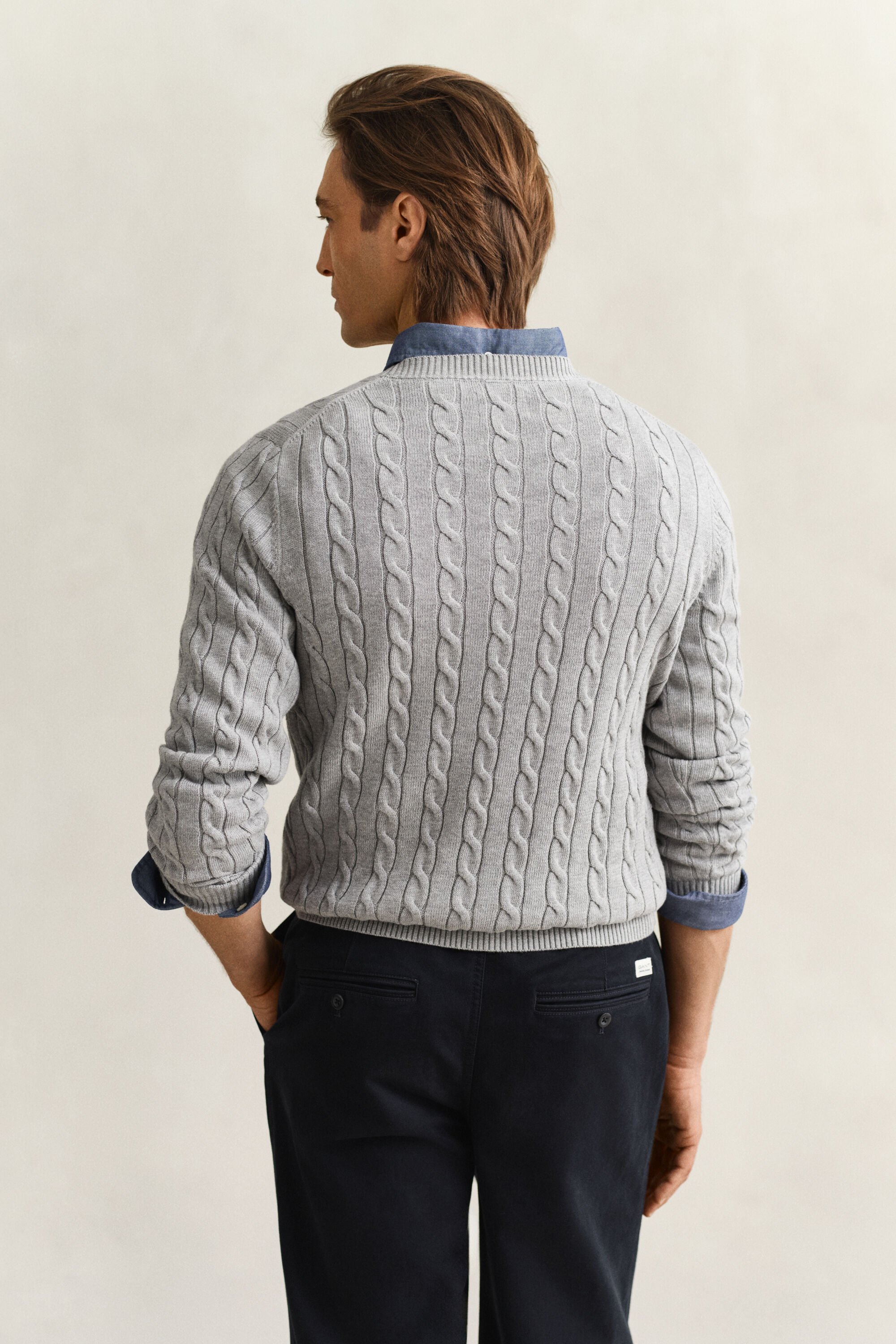 Cotton Cable Knit Crew Neck Sweater