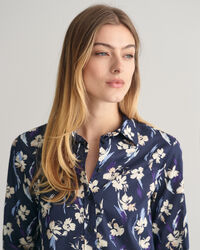 Regular Fit Floral Print Cotton Voile Shirt
