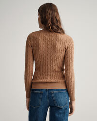 Stretch Cotton Cable Turtleneck