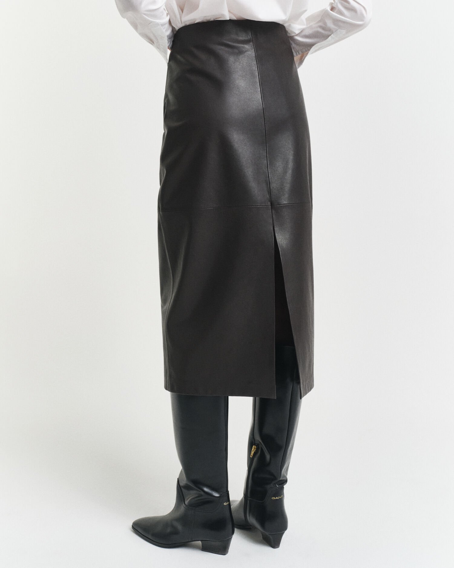 Leather Midi Pencil Skirt