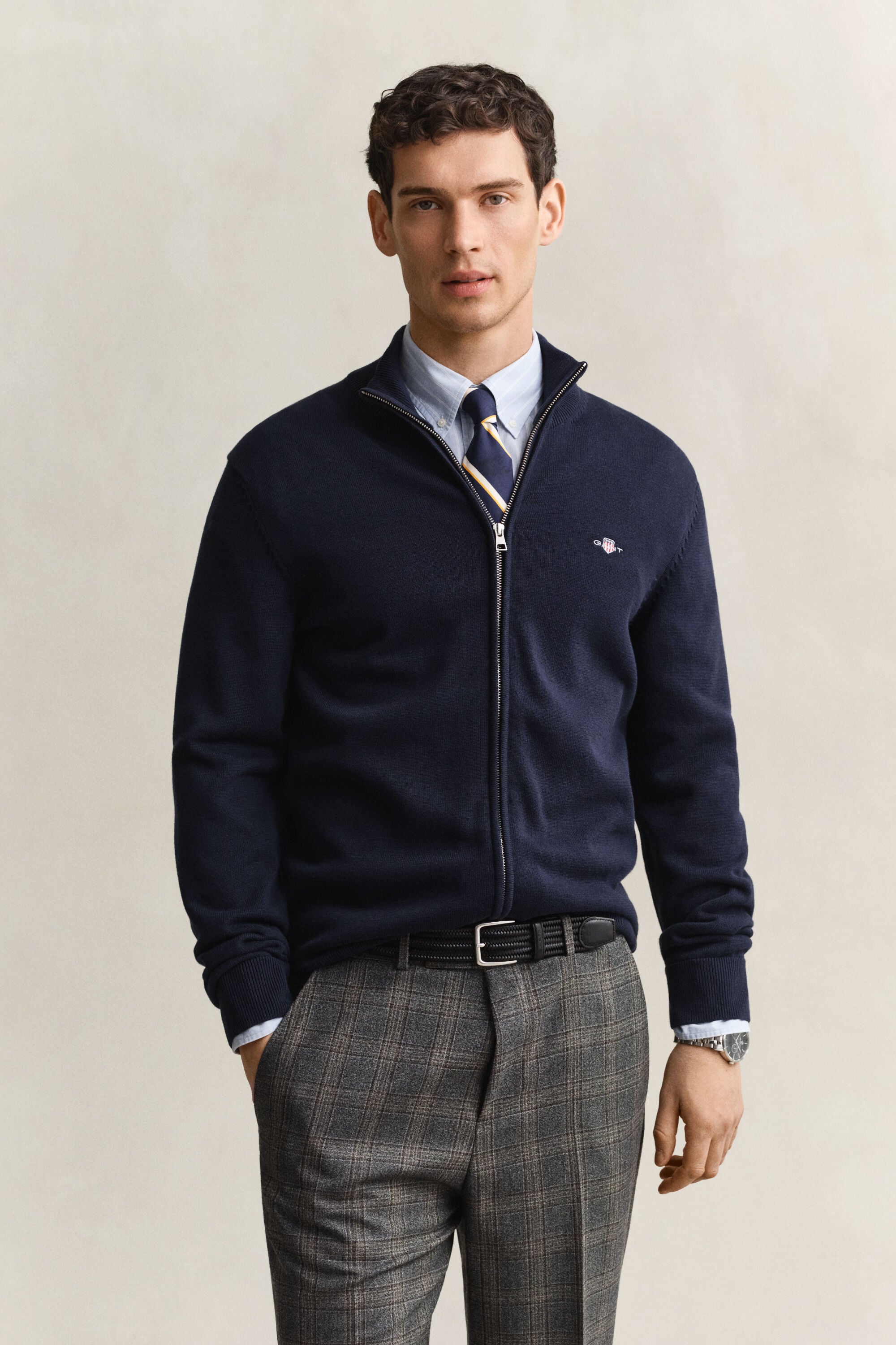 Casual Cotton Zip Cardigan