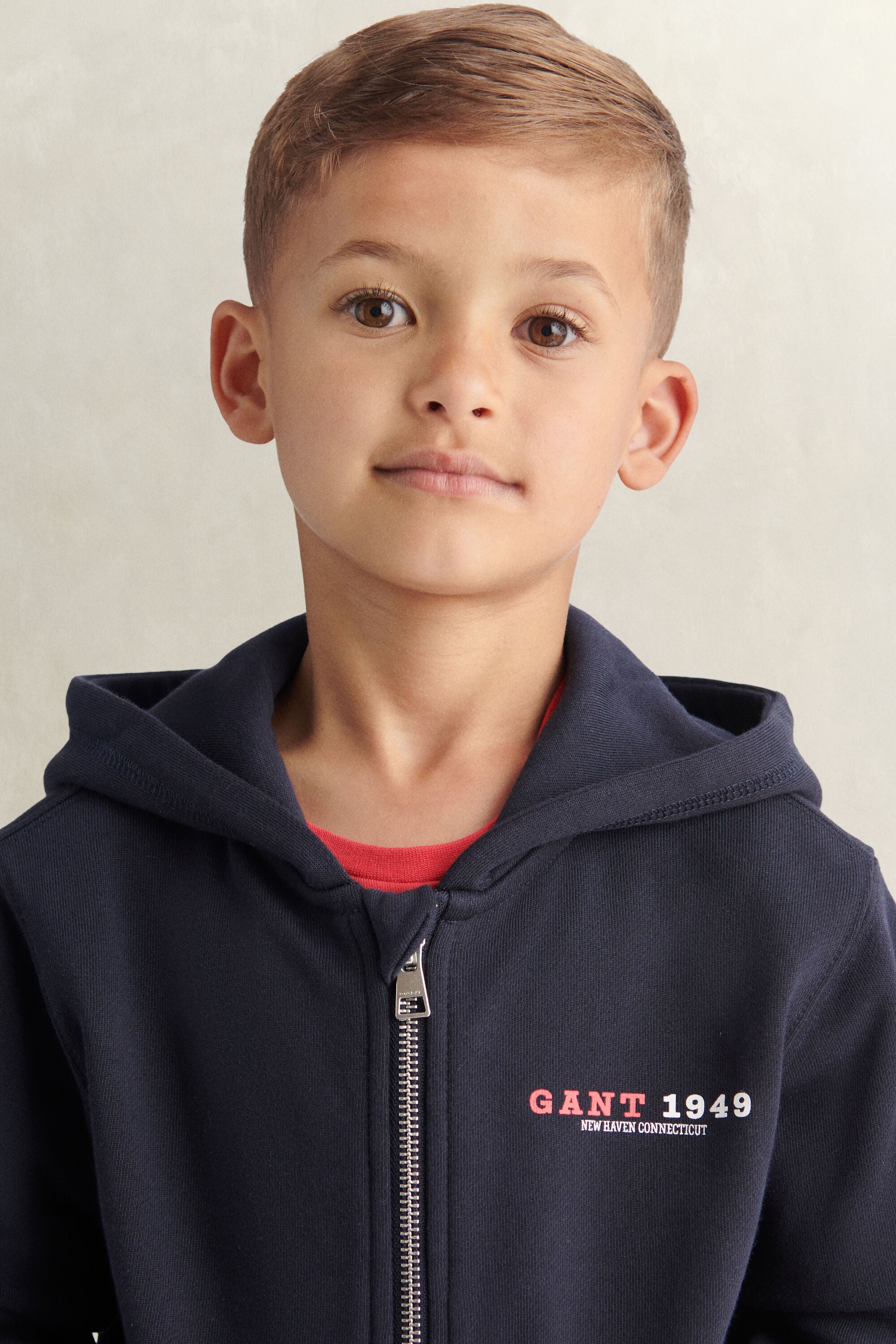 Boys Collegiate Graphic Zip Hoodie — EVENING BLUE