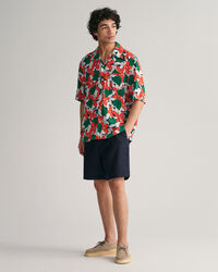 Relaxed Fit Viscose Floral Printed Short Sleeve Shirt