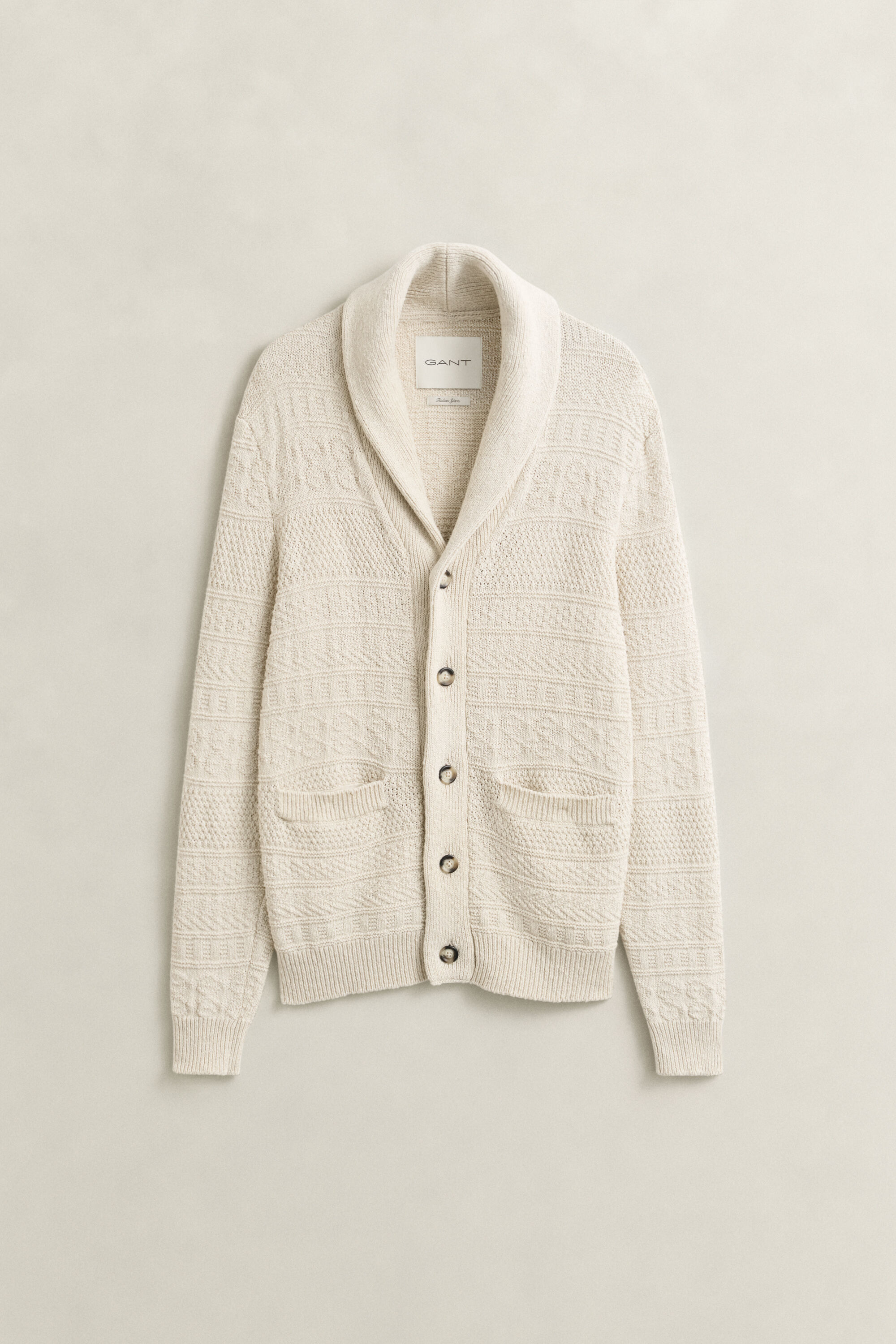 Textured Cotton Blend Cardigan