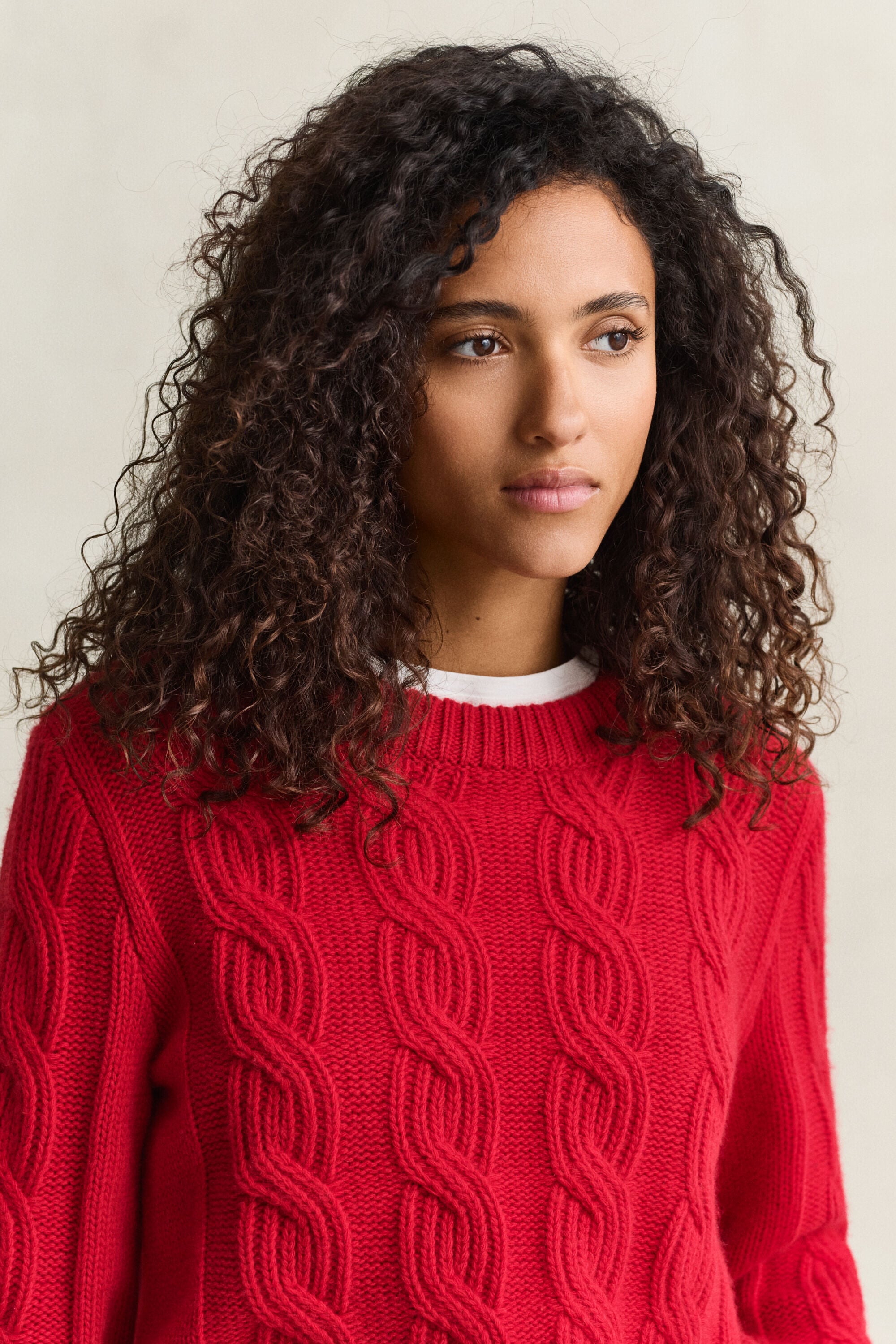 Wool Blend Cable Knit Sweater
