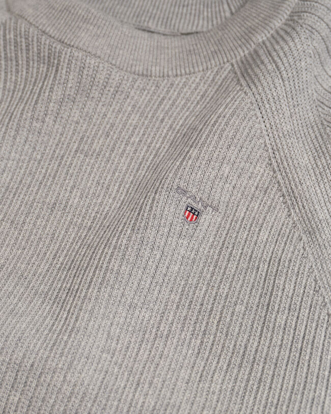 Teens Casual Cotton Ribbed Crew Neck Sweater