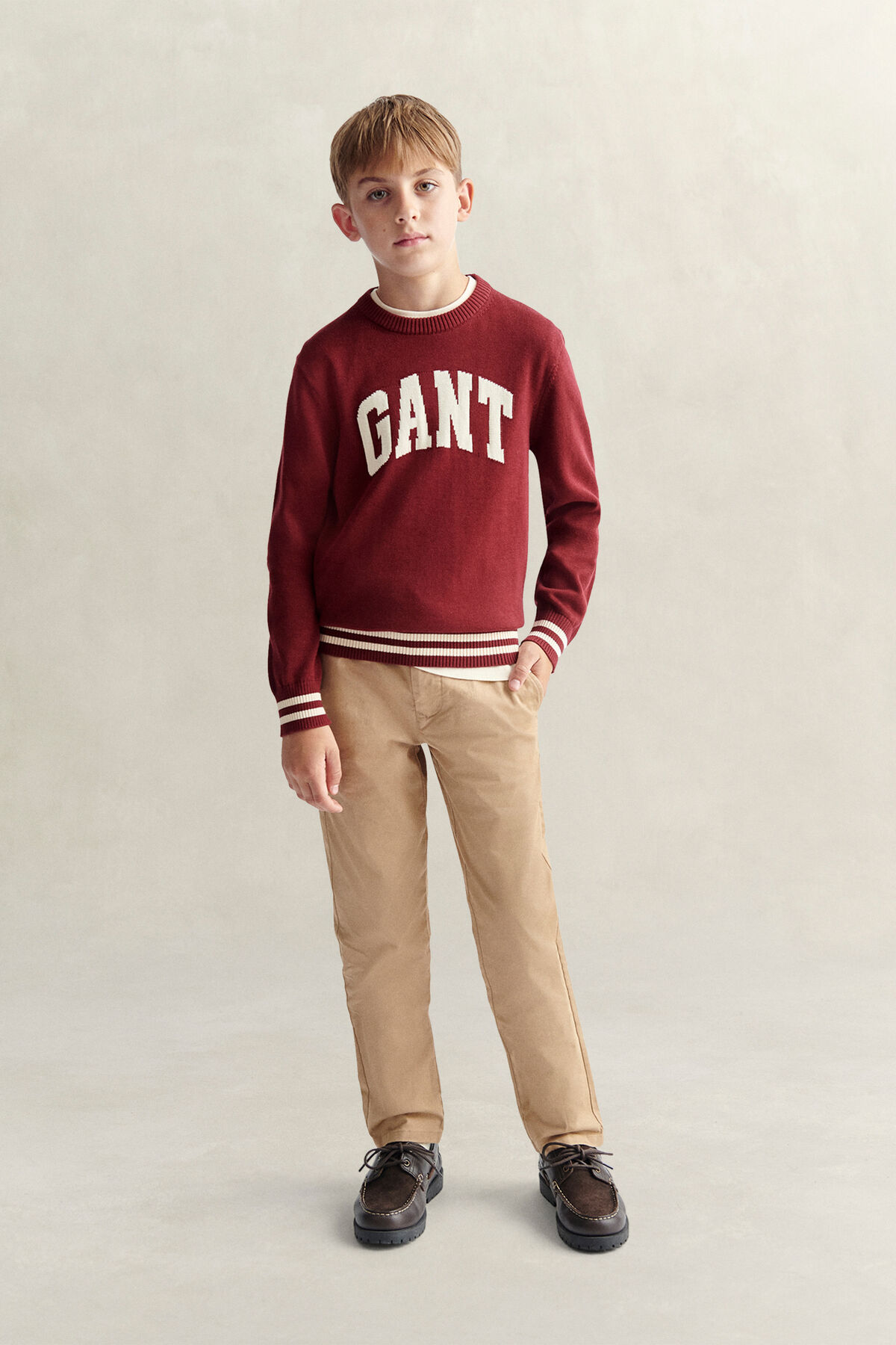 Teen Boys Intarsia Sweater — PLUMPED RED