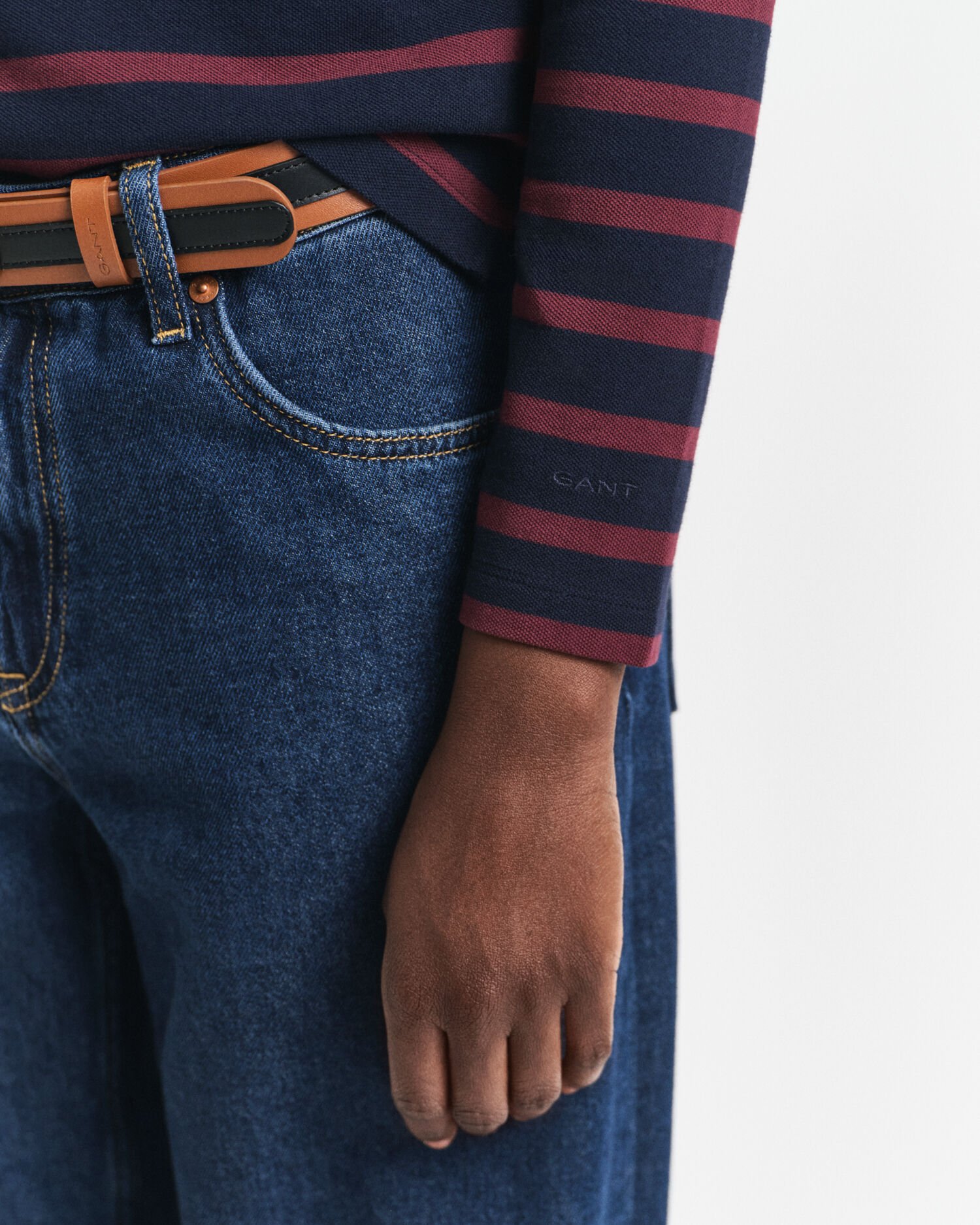 Breton Striped Long Sleeve Piqué Polo Shirt