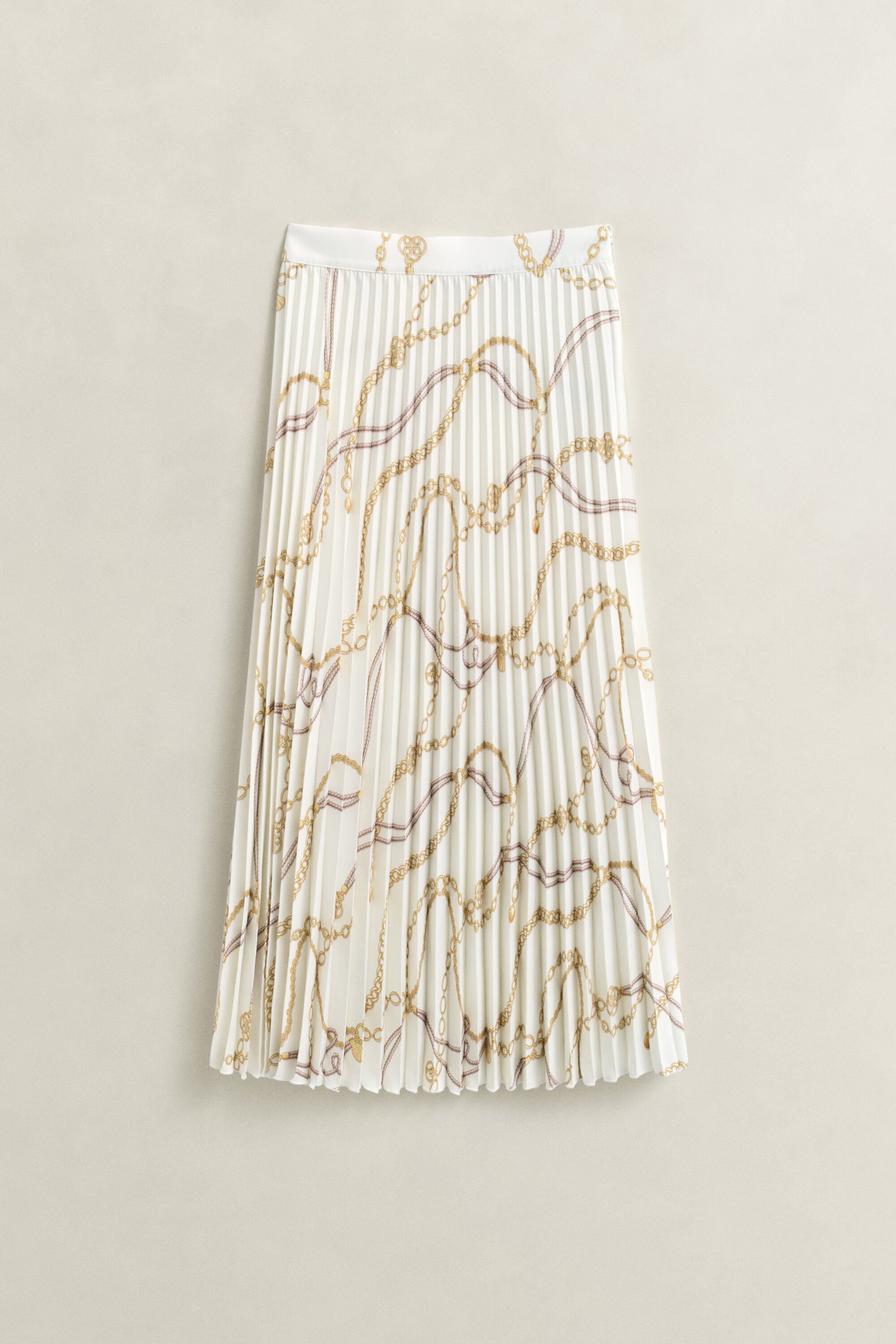 Printed Pleated Midi Skirt