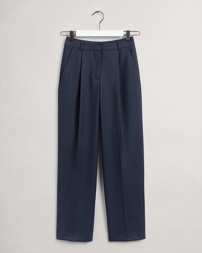 Wool-Blend High-Waisted Pleated Pants