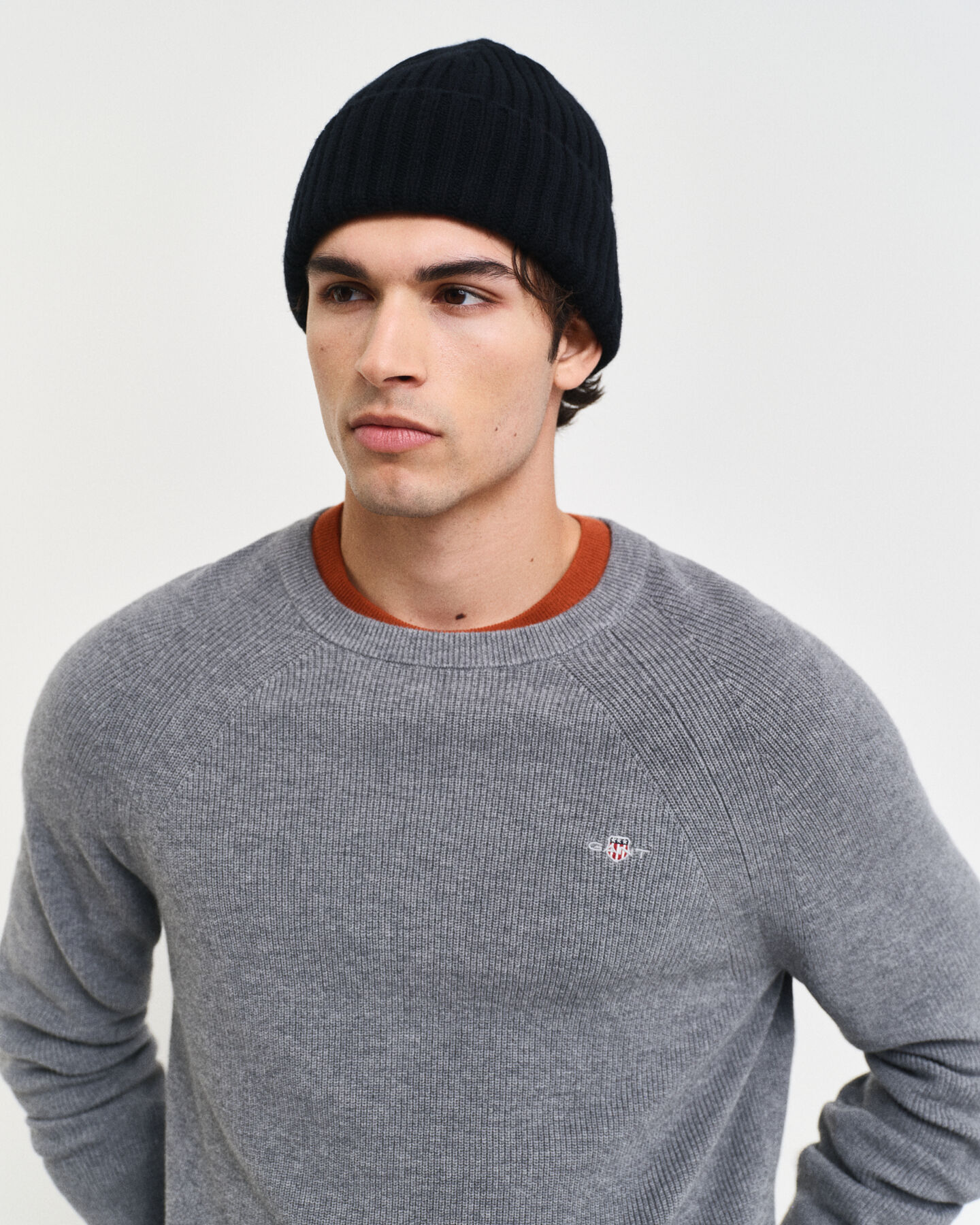 Ribbed Cotton Wool Crew Neck Sweater