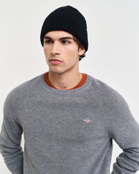 Ribbed Cotton Wool Crew Neck Sweater