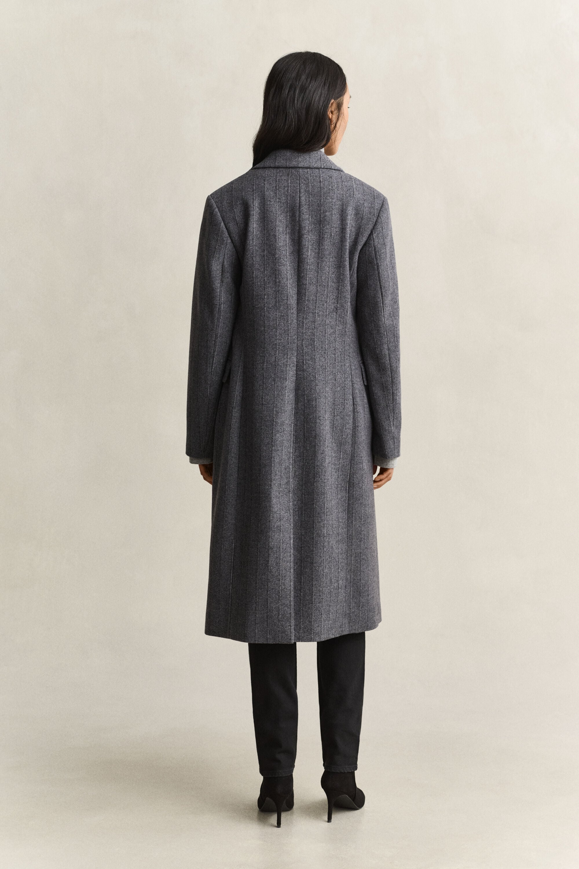 Striped Wool Blend Coat