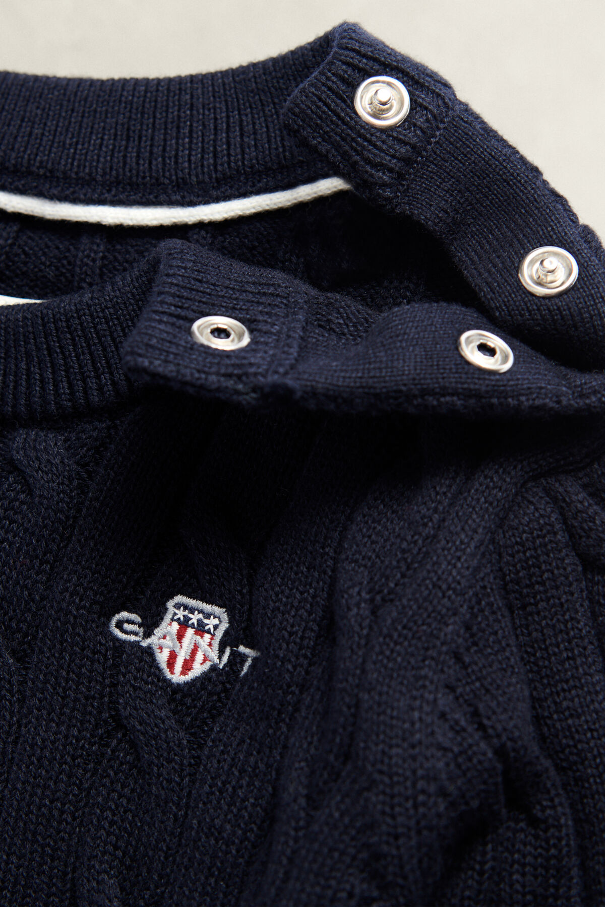 Boys Shield Cable Knit Sweater — EVENING BLUE