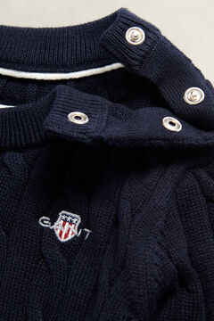 Boys Shield Cable Knit Sweater — EVENING BLUE 1