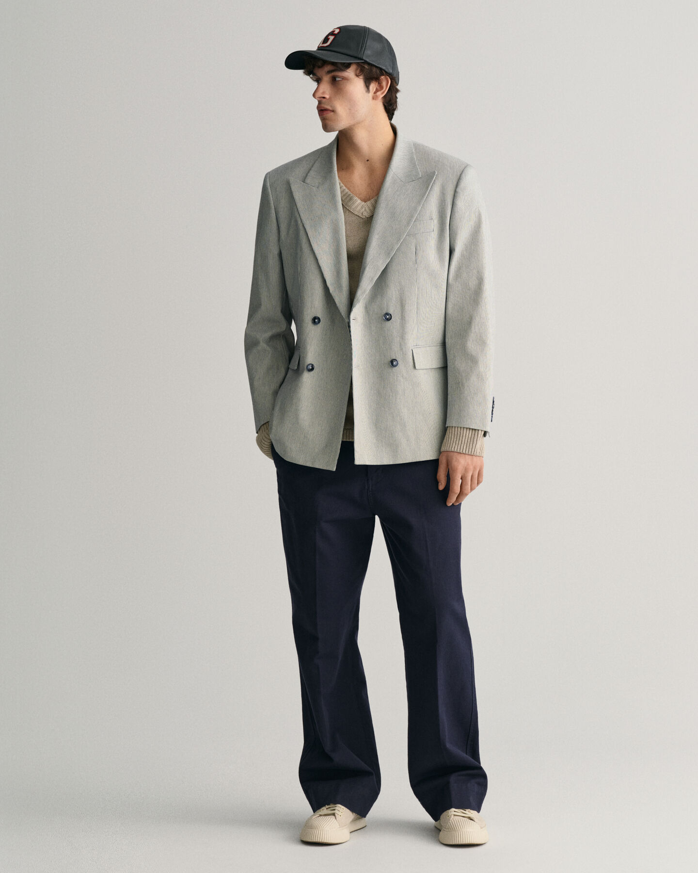 Oversized Striped Double Breasted Blazer