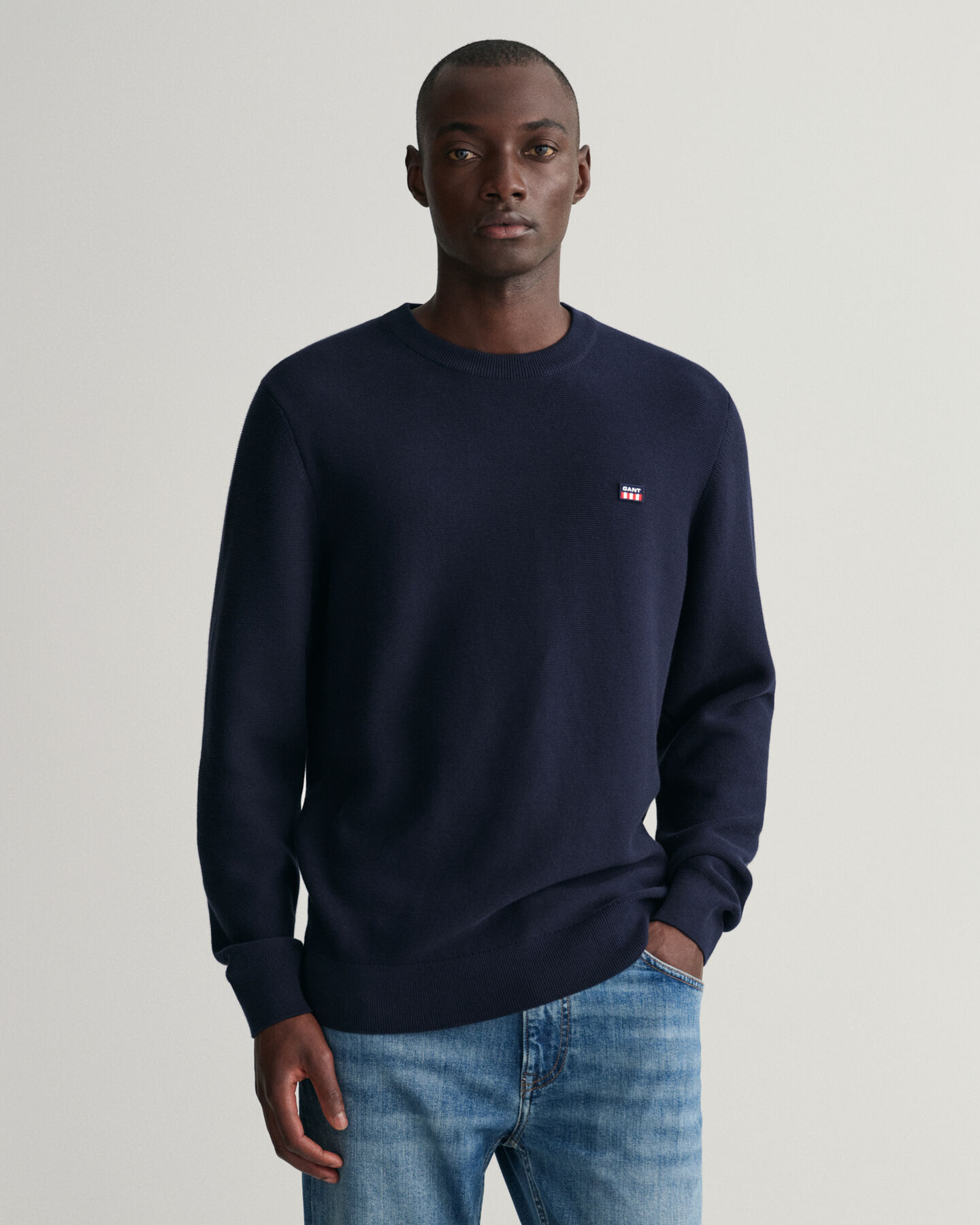 Light Texture Crew Neck Sweater