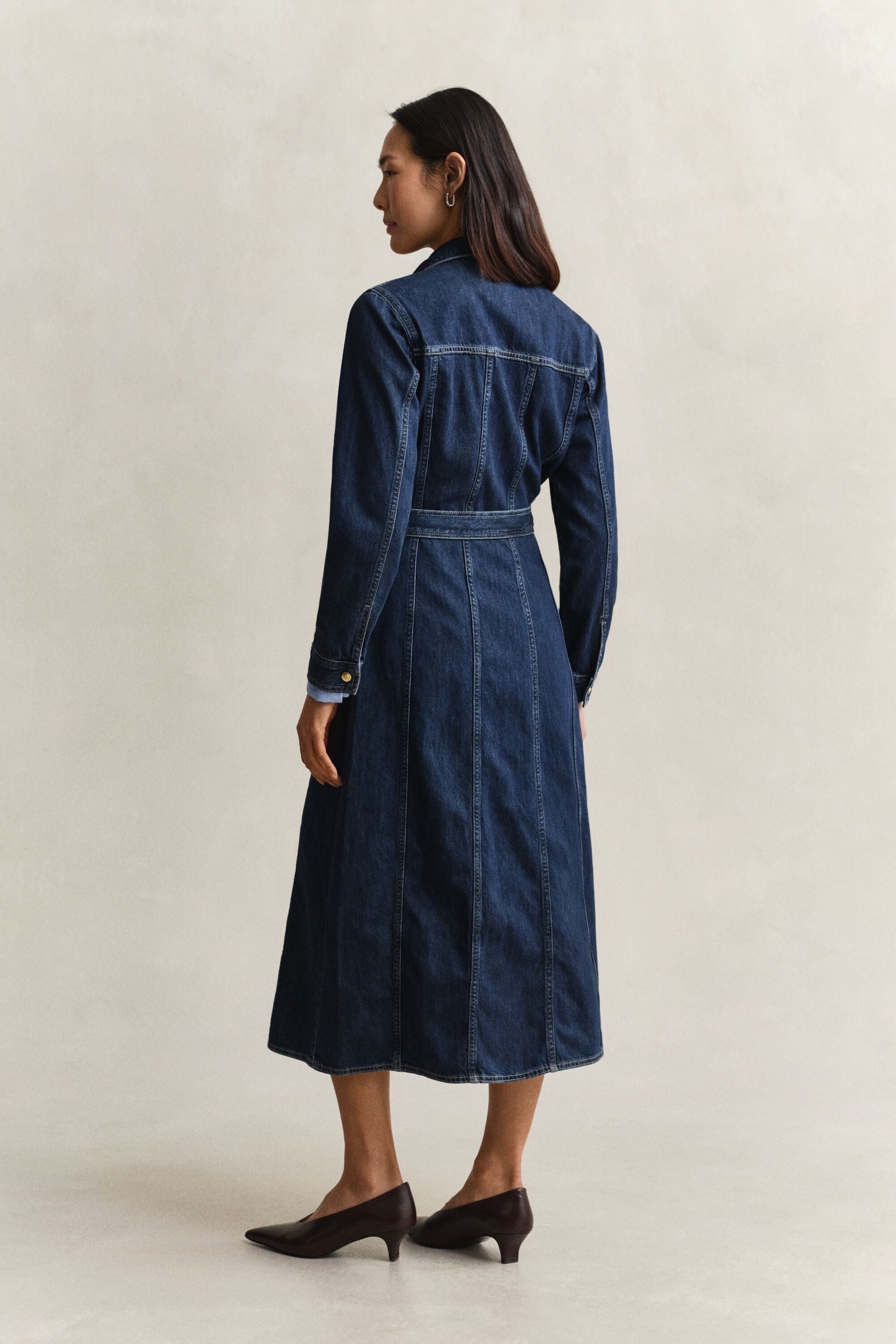 Belted Denim Midi Dress