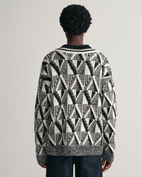 Geometric Patterned V-Neck Sweater