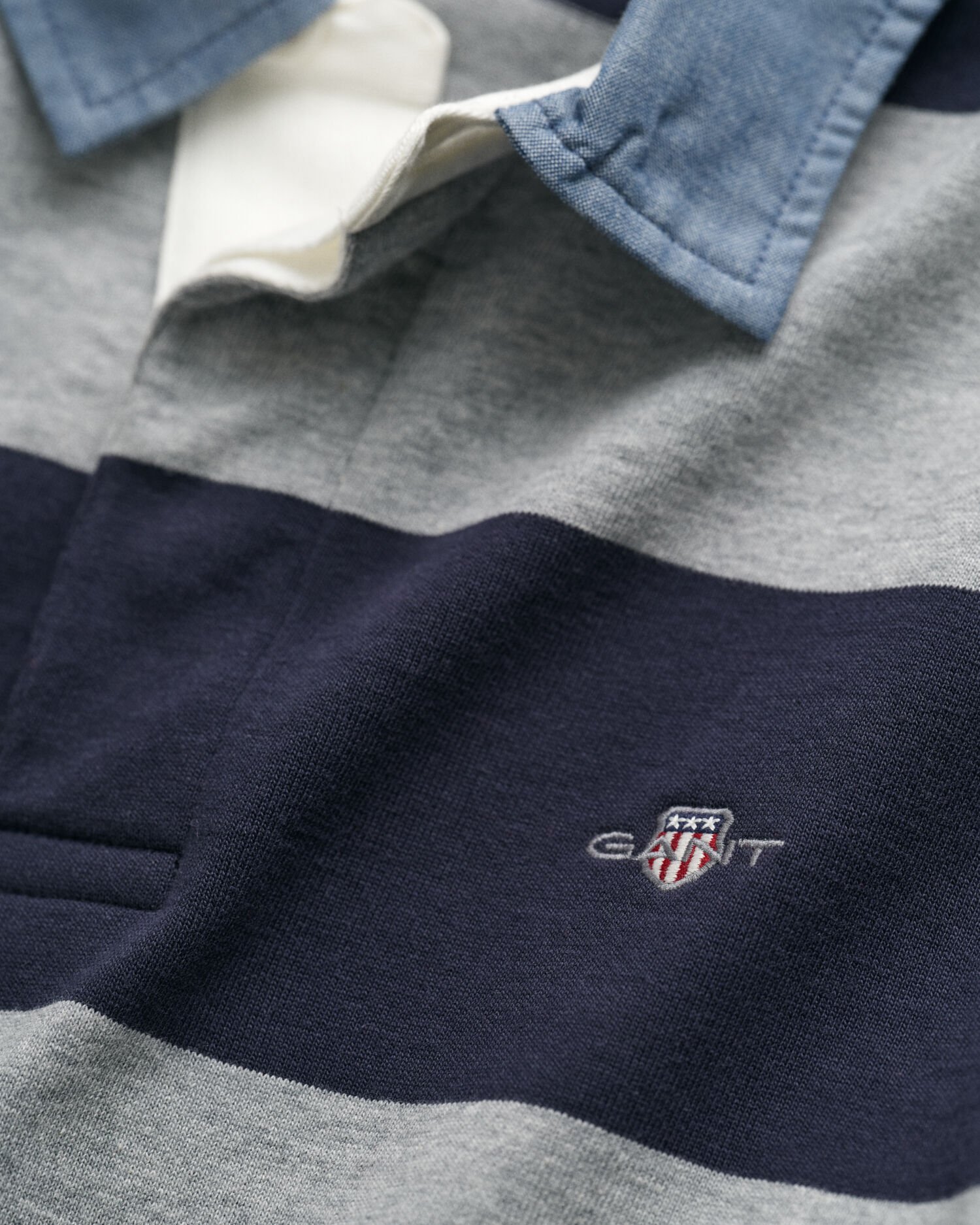 Chambray Collar Striped Heavy Rugger