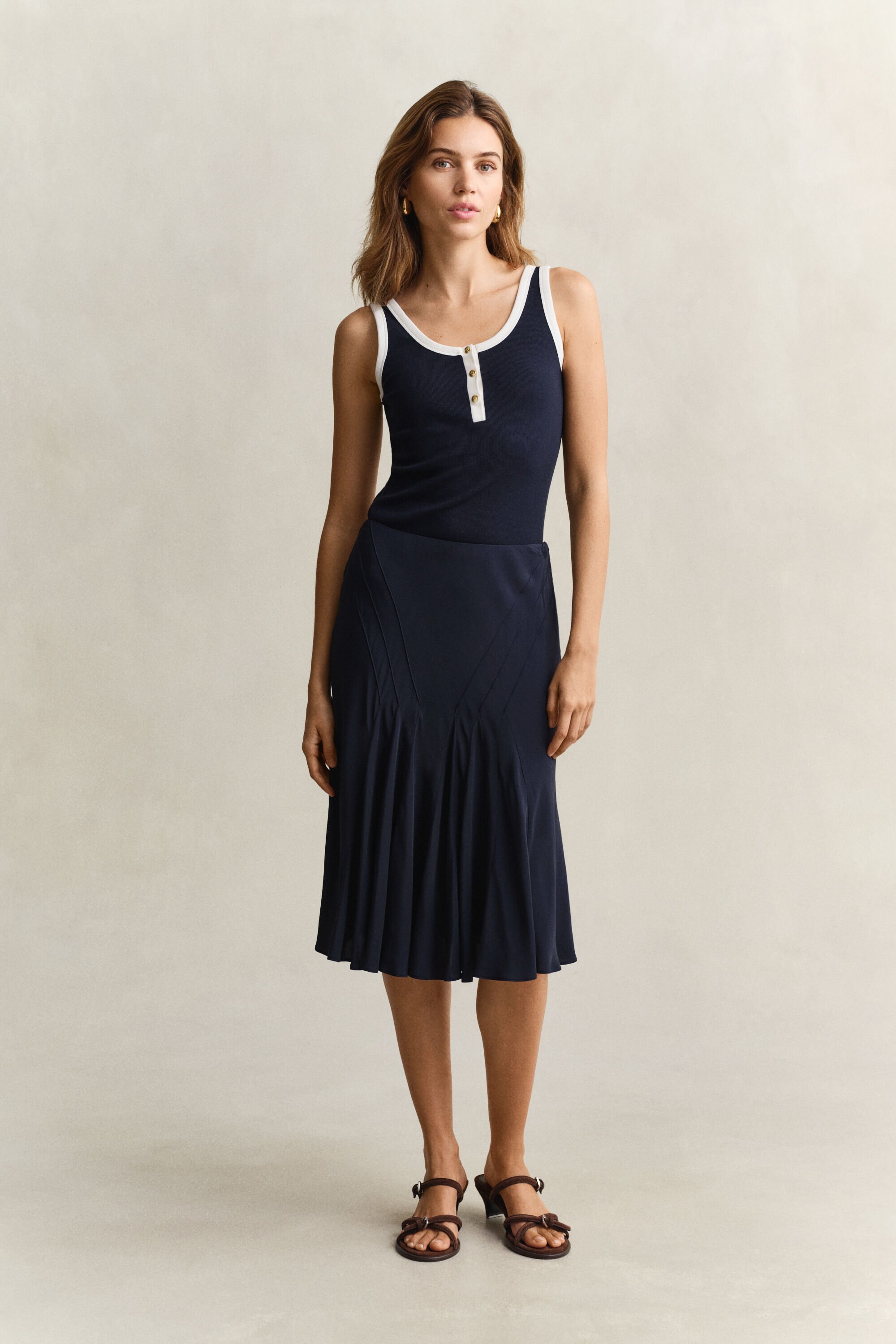 Bias Cut Flared Skirt