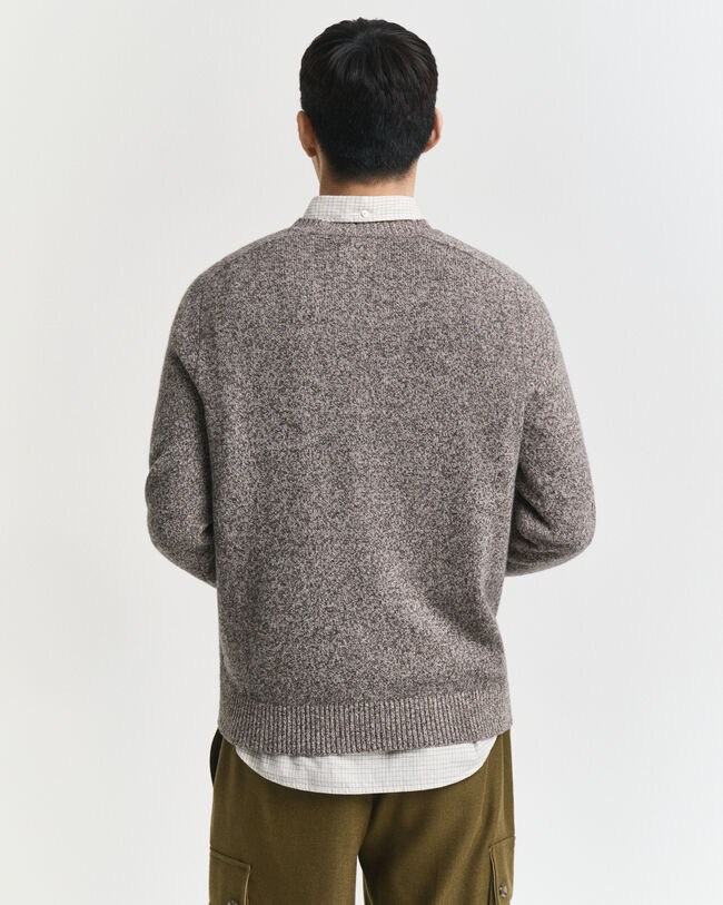Wool Blend Mouliné Crew Neck Sweater