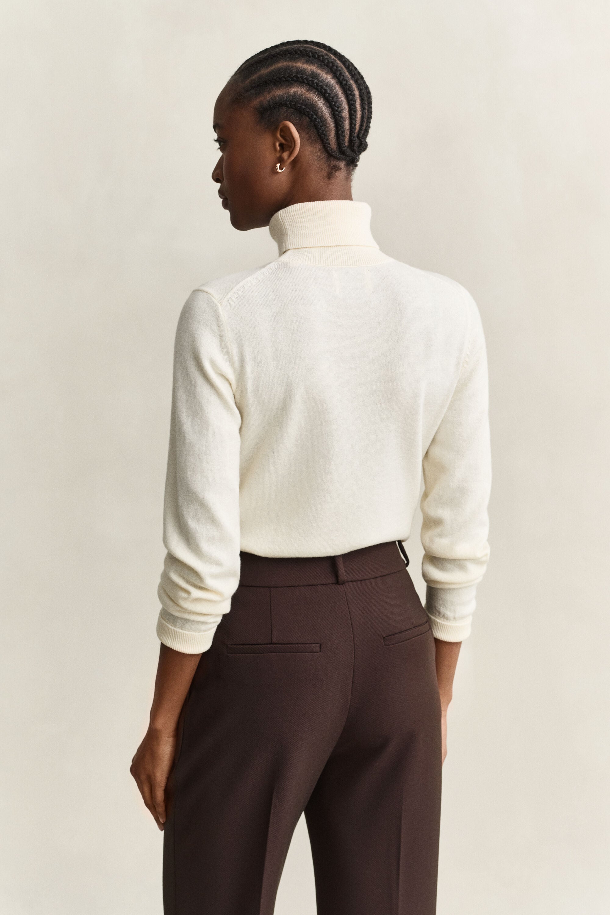 Wool Cotton Turtleneck Sweater — CREAM